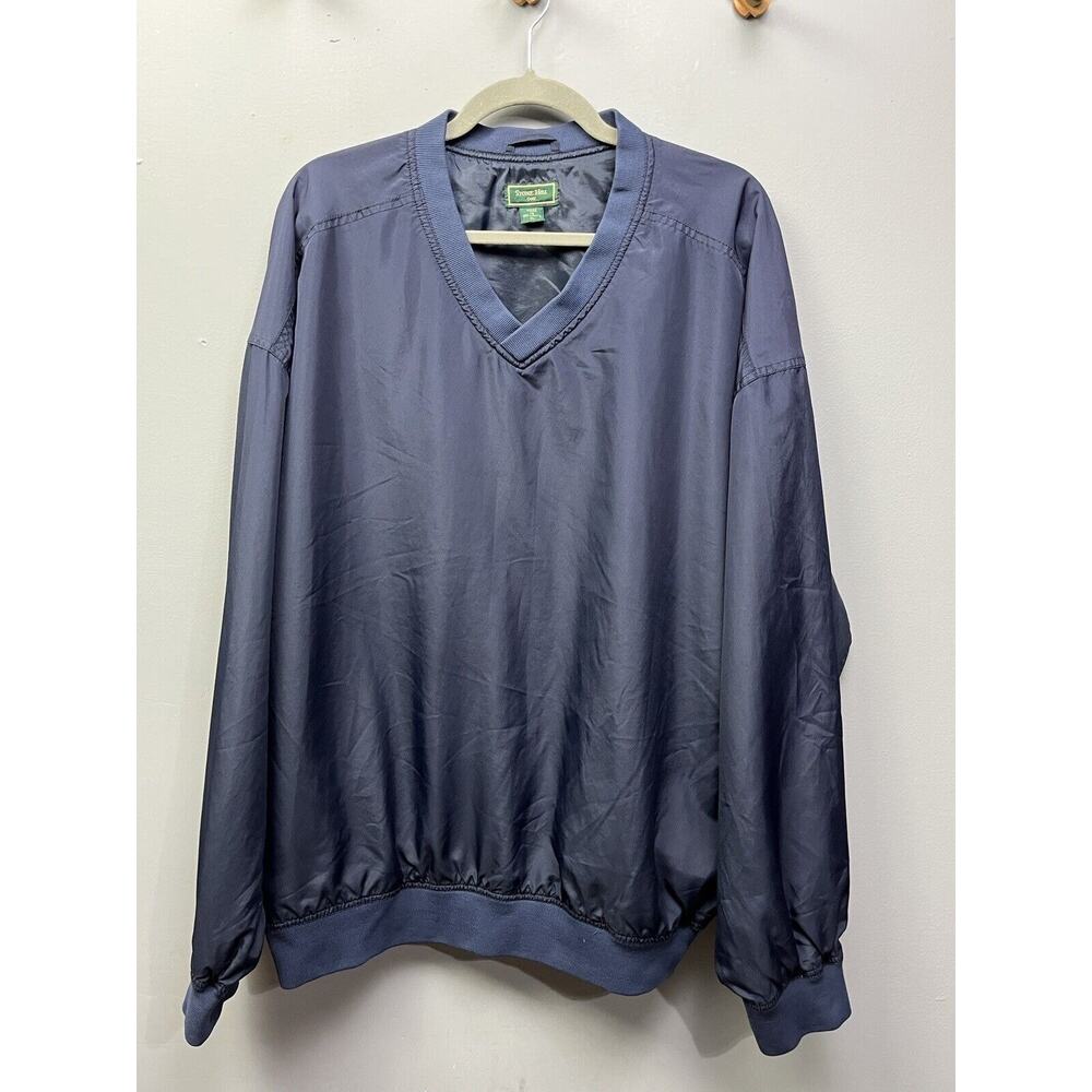 Stone Hill Golf Jacket Men's XL Pullover Windbreaker V-Neck Navy Blue Solid